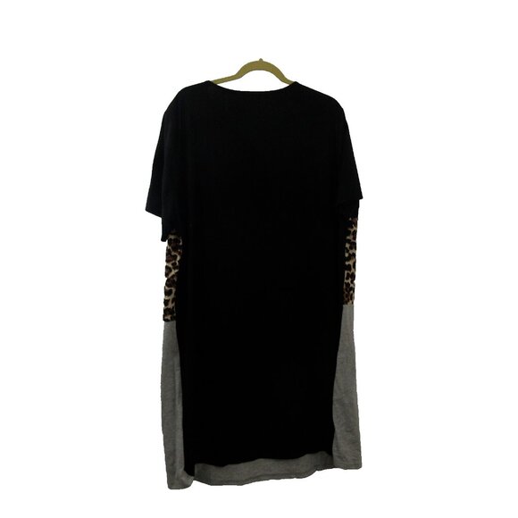 Shein Womens Dress Plus 3XL Sheath Short Sleeve Color Block Leopard Short Sleeve - Picture 3 of 7